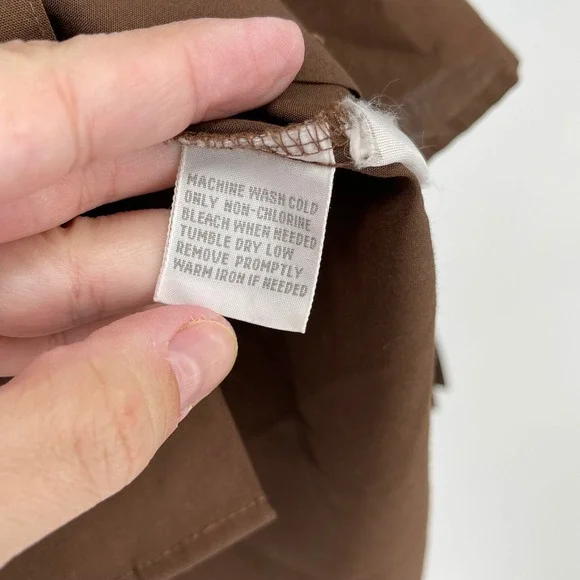 Foxcroft Brown Wrinkle Free Shaped Fit Button Up Embellished Shirt Size 14 Work - Picture 4 of 5